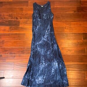 Vintage All That Jazz Floral Maxi Dress Size 11/12 Sleeveless Y2K Blue Navy